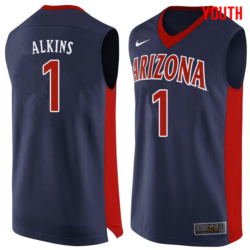 Youth Arizona Wildcats #1 Rawle Alkins College Basketball Jerseys Sale-Navy